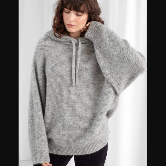 & Other Stories Alpaca-blend Gray Knit Oversized Hoodie Sweater In Size XS - Picture 4 of 4
